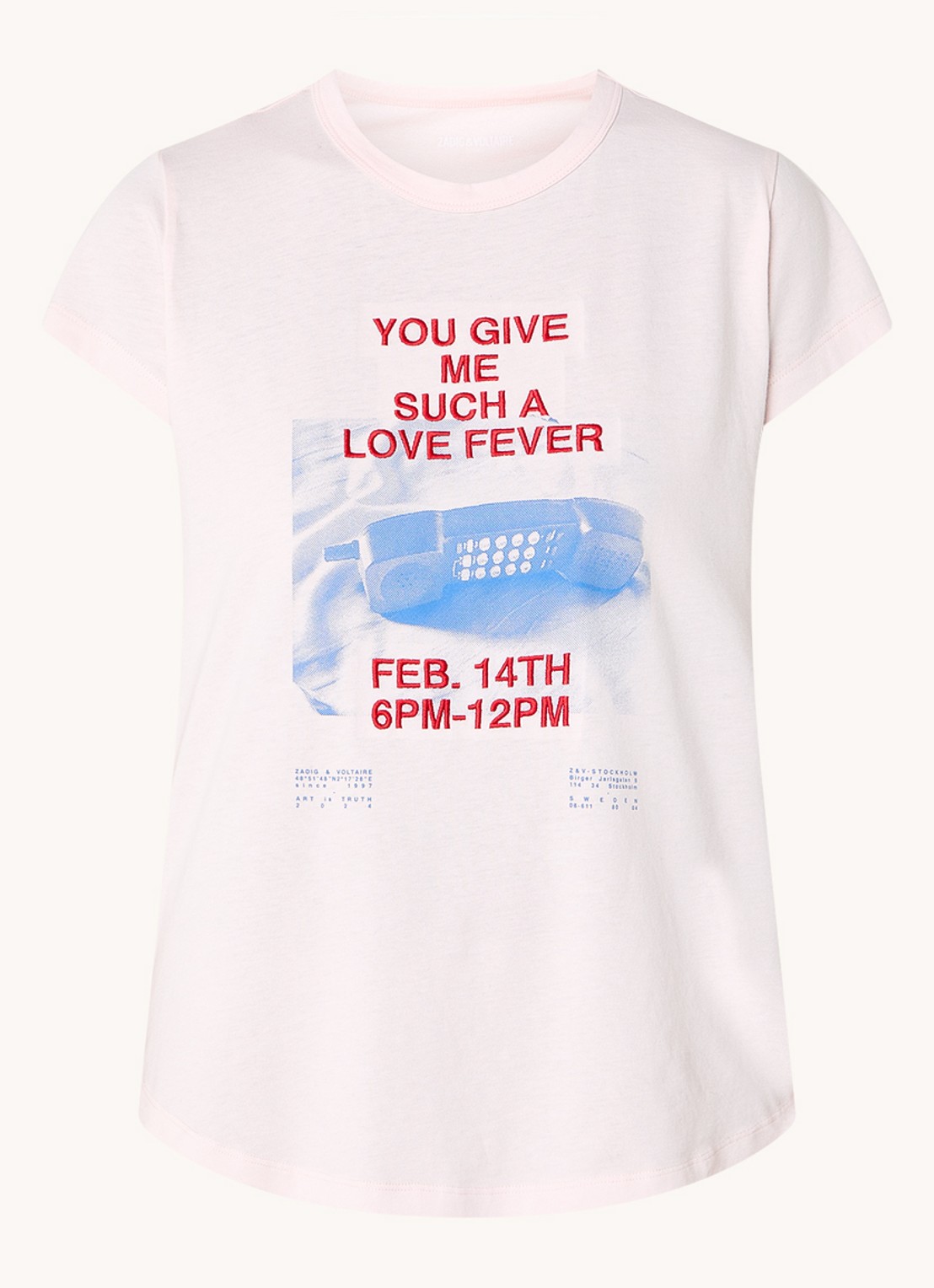 Zadig&Voltaire Woop T-shirt met print - voorkant 2 lichtroze