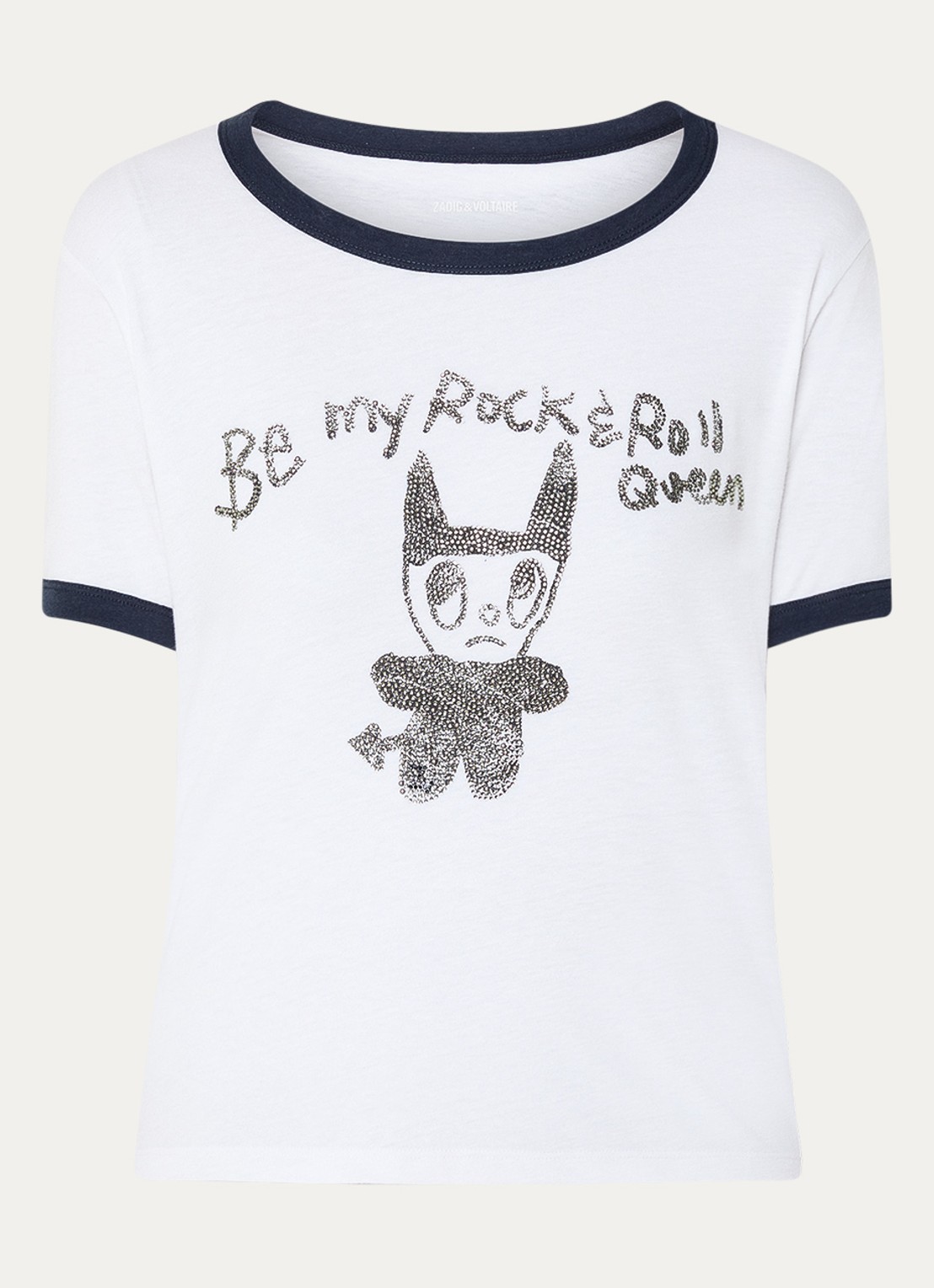 Zadig&Voltaire Woos T-shirt in linnenblend met strass - voorkant 3 wit