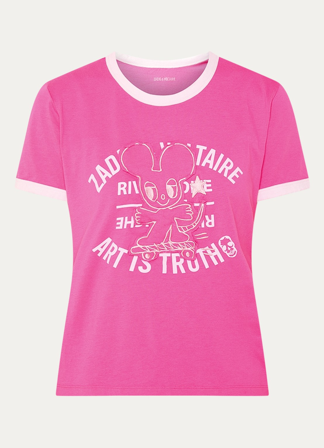 Zadig&Voltaire Woos T-shirt met logoprint en borduring - voorkant 2 roze