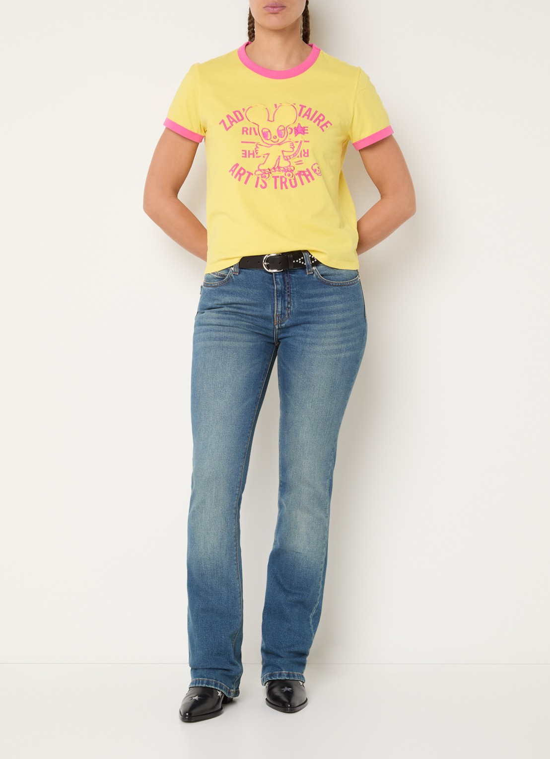 Zadig&Voltaire Woos T-shirt met logoprint en borduring - voorkant 3 geel