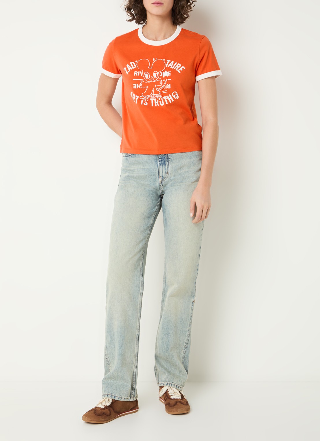 Zadig&Voltaire Woos T-shirt met logoprint en borduring - voorkant 4 oranje