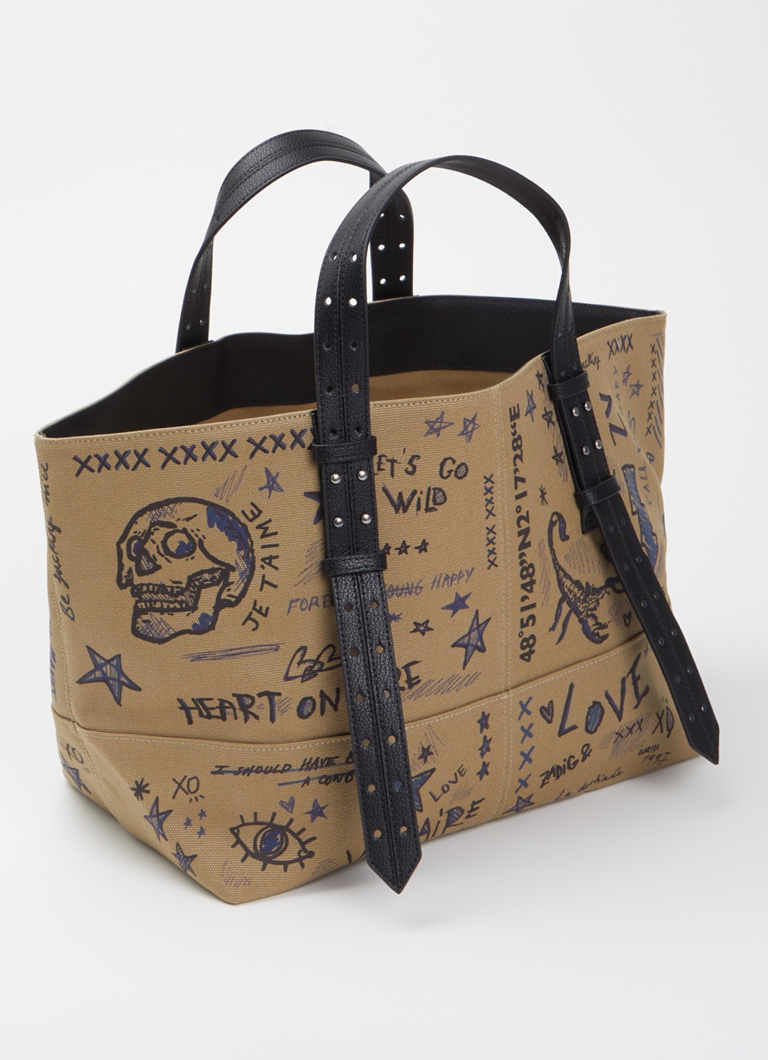 Zadig&Voltaire Z Camp Tote handtas van canvas - achterkant 5 khaki