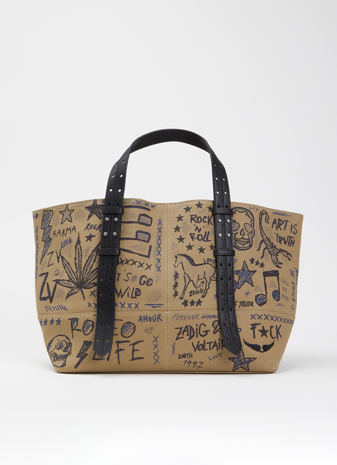 Zadig&Voltaire Z Camp Tote handtas van canvas - voorkant khaki
