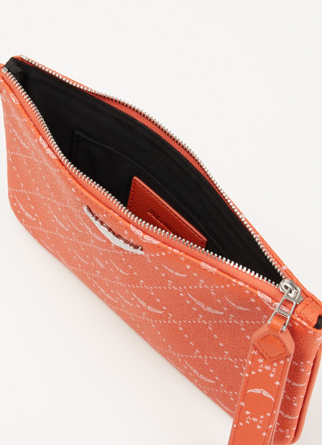 Zadig&Voltaire Z clutch van leer met logoprint - detail oranje