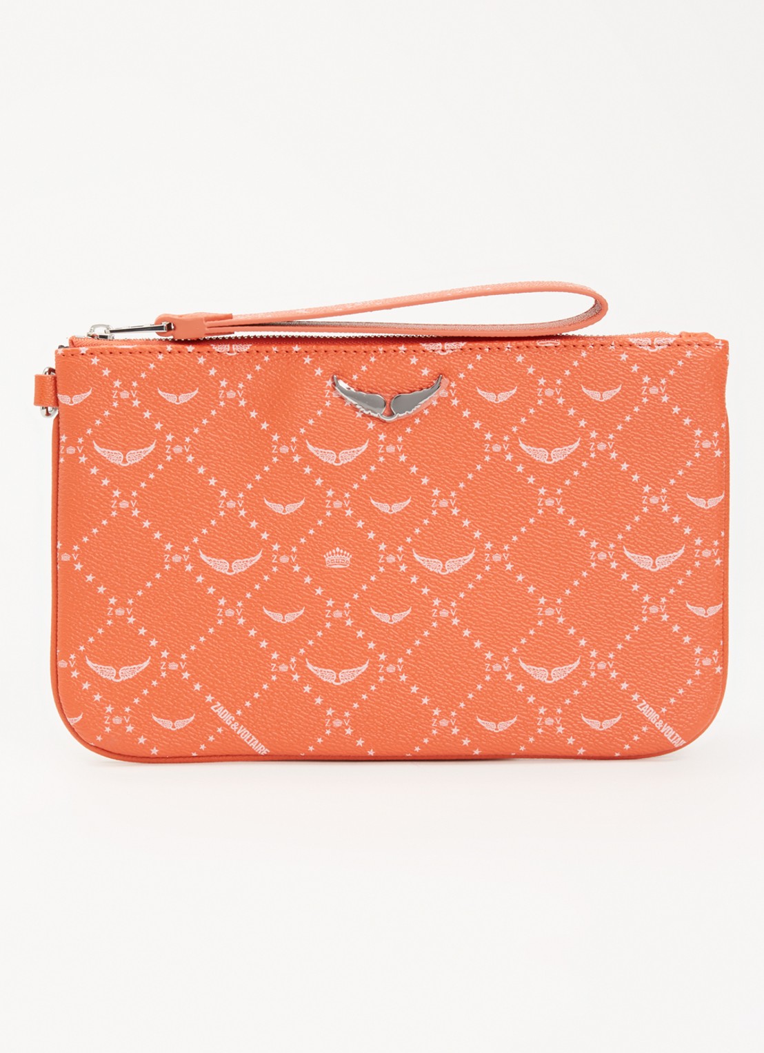 Zadig&Voltaire Z clutch van leer met logoprint - voorkant 2 oranje