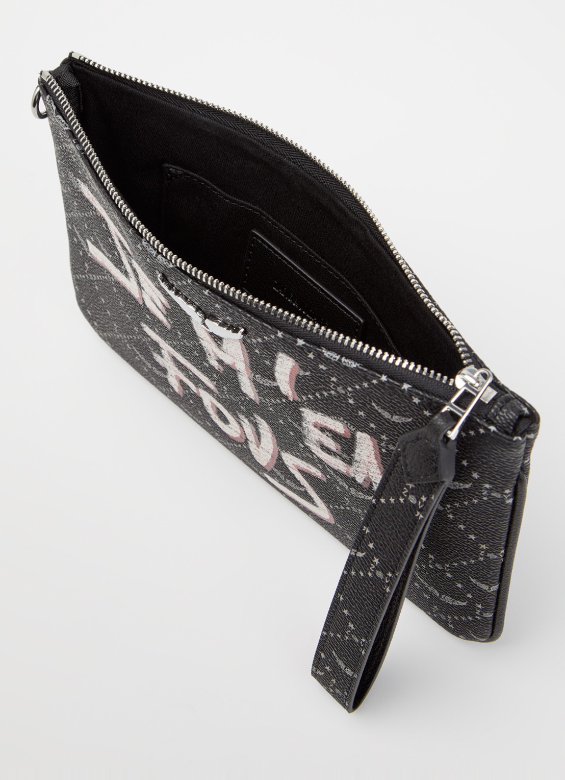 Zadig&Voltaire Z clutch van leer met logoprint - detail zwart