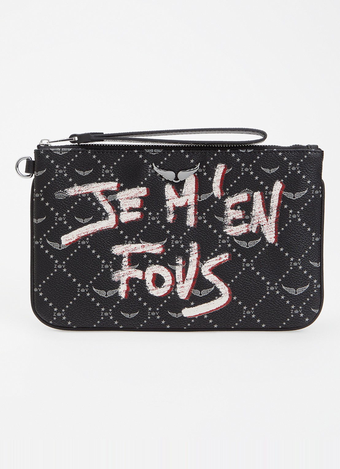 Zadig&Voltaire Z clutch van leer met logoprint - voorkant 2 zwart