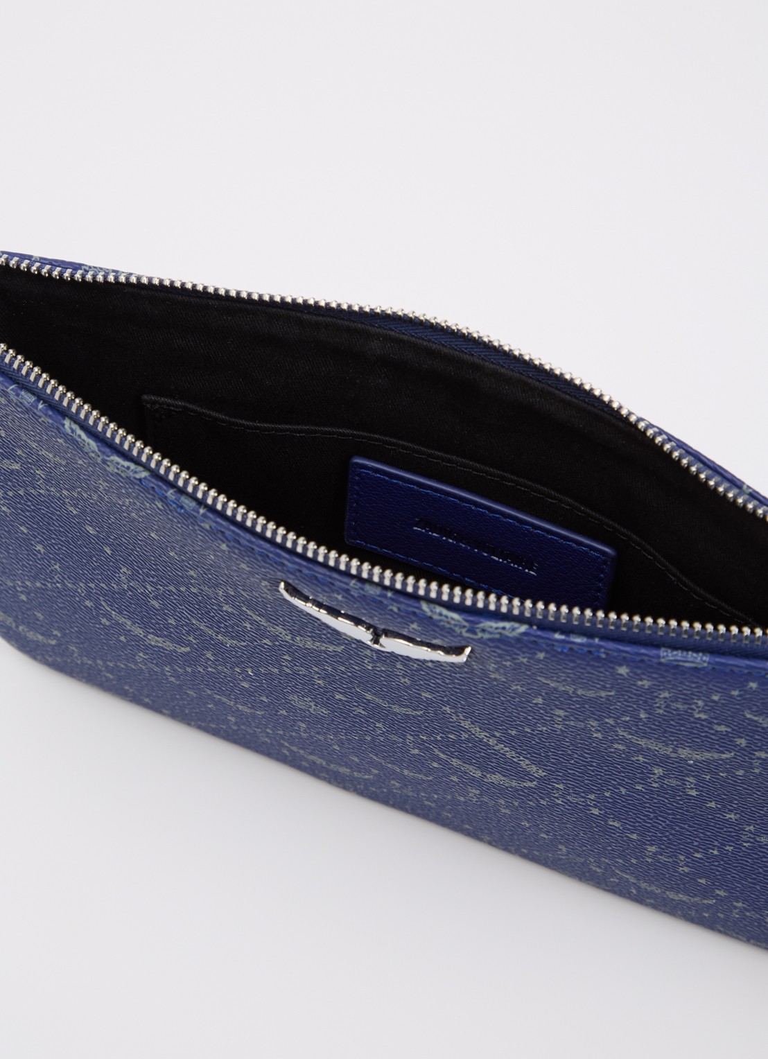 Zadig&Voltaire Z clutch van leer met logoprint - detail 3 donkerblauw