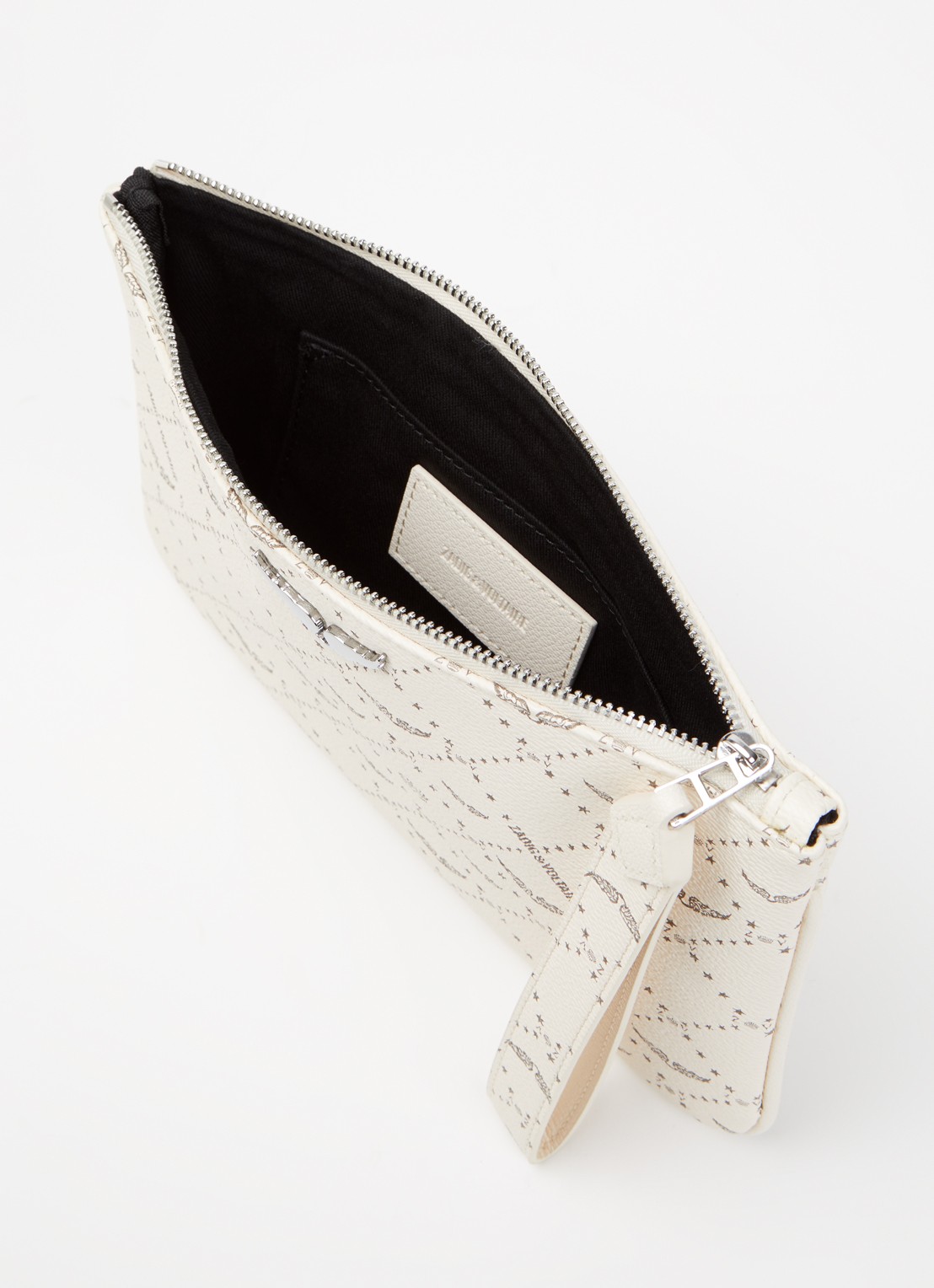 Zadig&Voltaire Z clutch van leer met logoprint - detail 2 gebroken wit