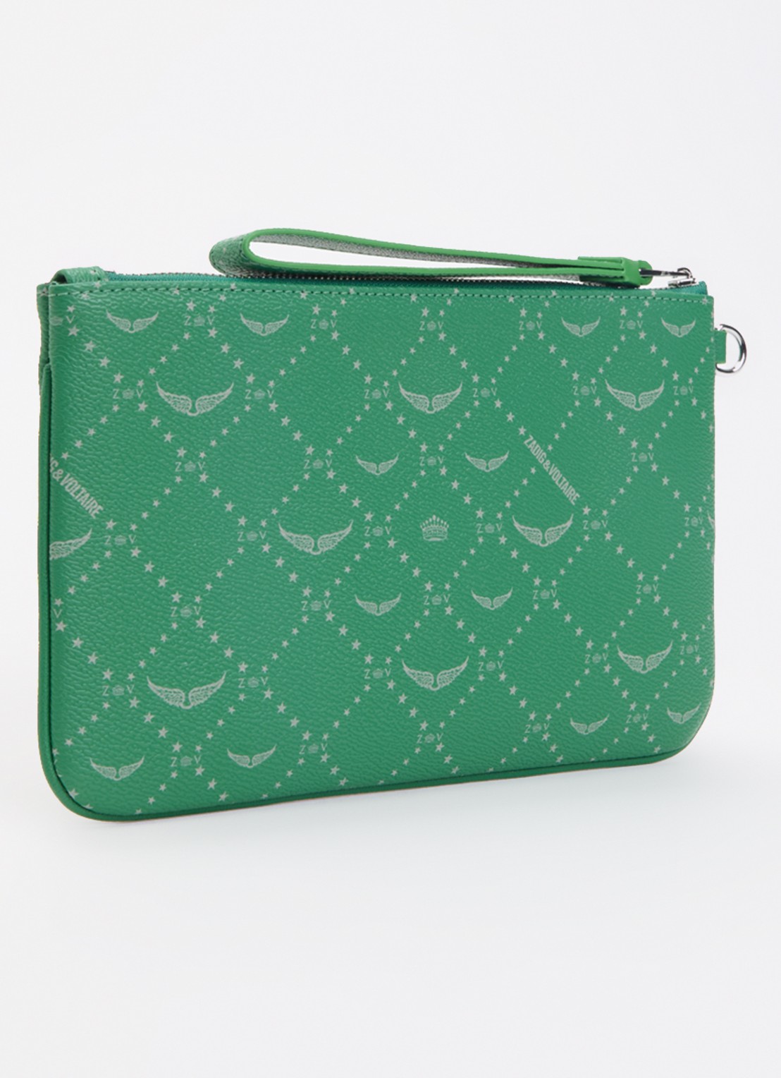 Zadig&Voltaire Z clutch van leer met logoprint - achterkant groen
