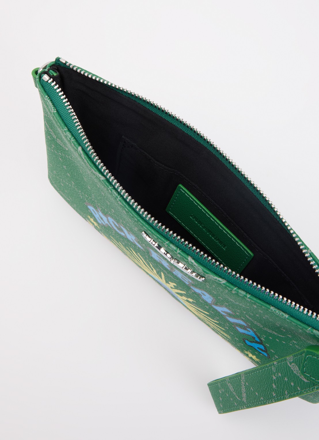 Zadig&Voltaire Z clutch van leer met logoprint - detail 3 groen