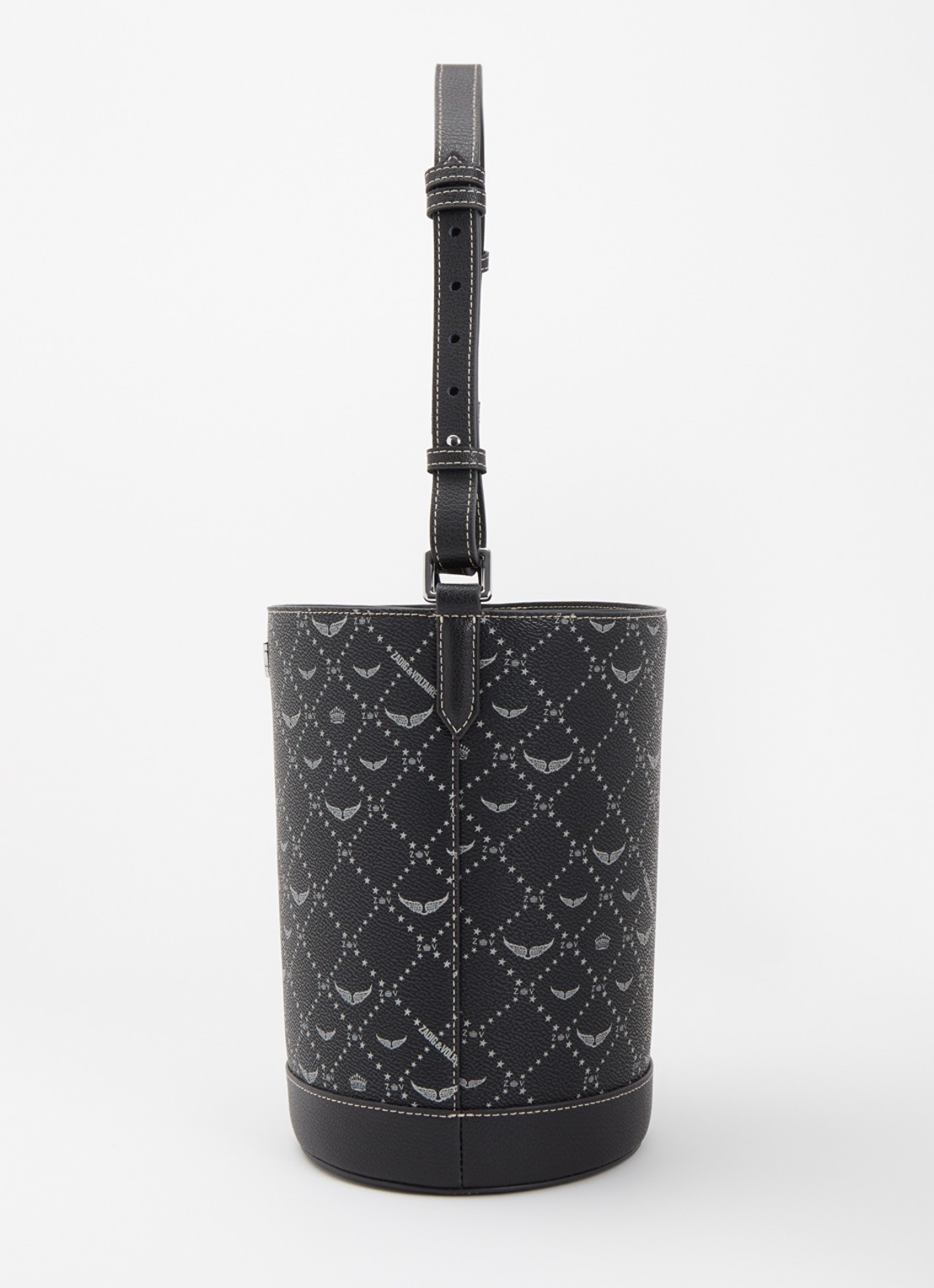 Zadig&Voltaire Z Nano monogram schoudertas van leer met verstelbare schouderriem  - detail 4 zwart