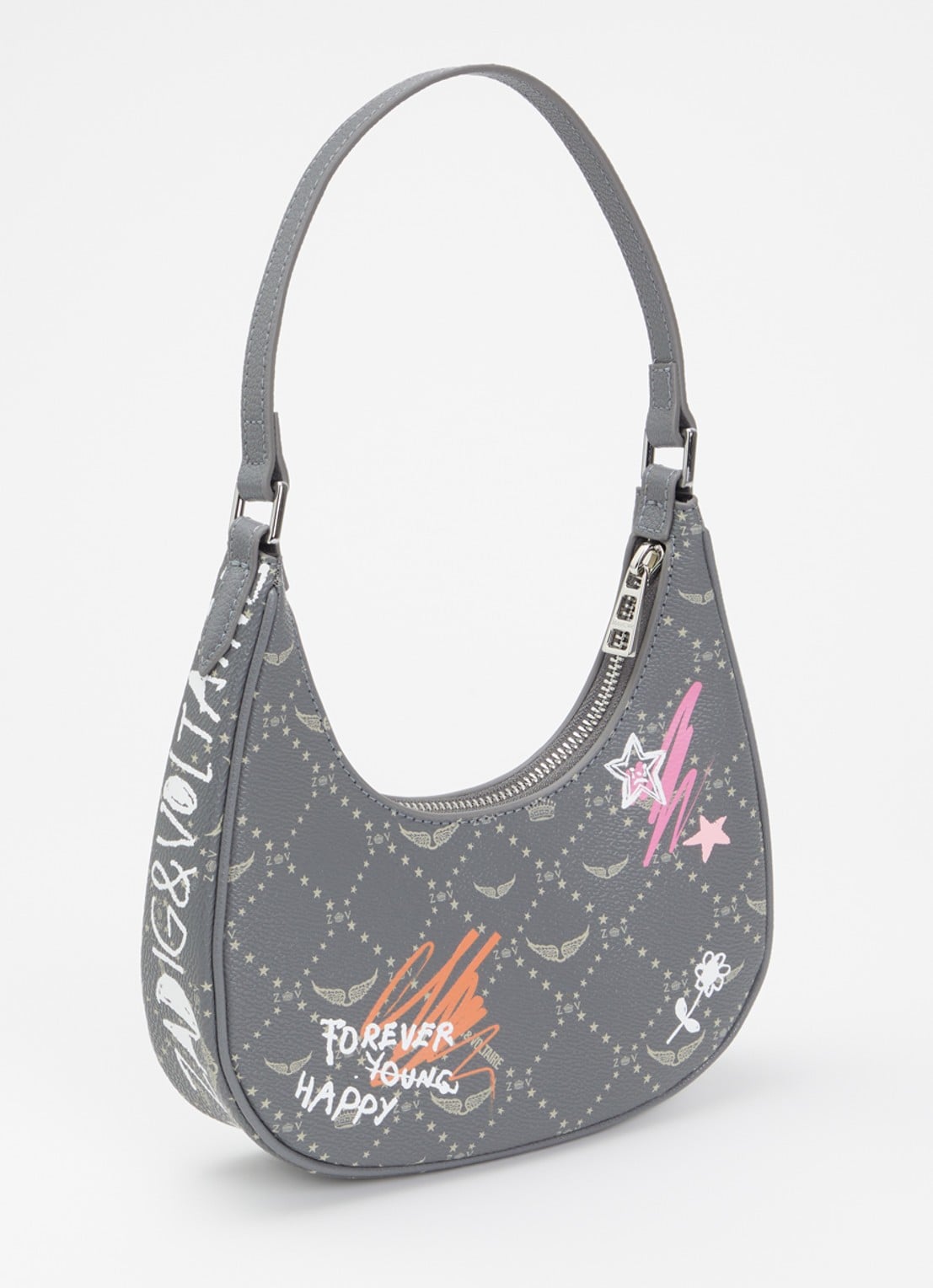 Zadig&Voltaire Z Night Out Monogram schoudertas van imitatieleer  - achterkant 4 grijs