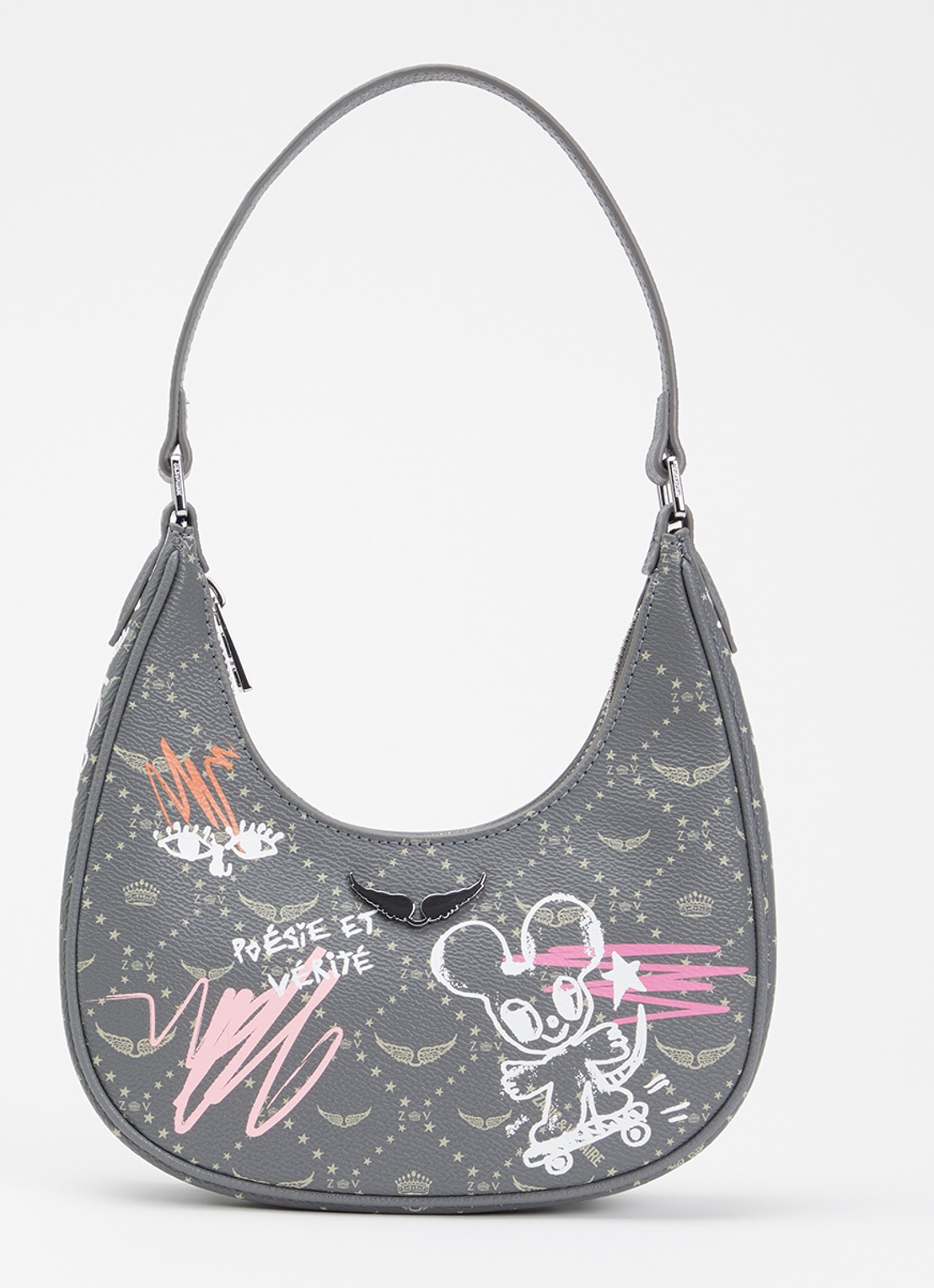 Zadig&Voltaire Z Night Out Monogram schoudertas van imitatieleer  - voorkant 5 grijs