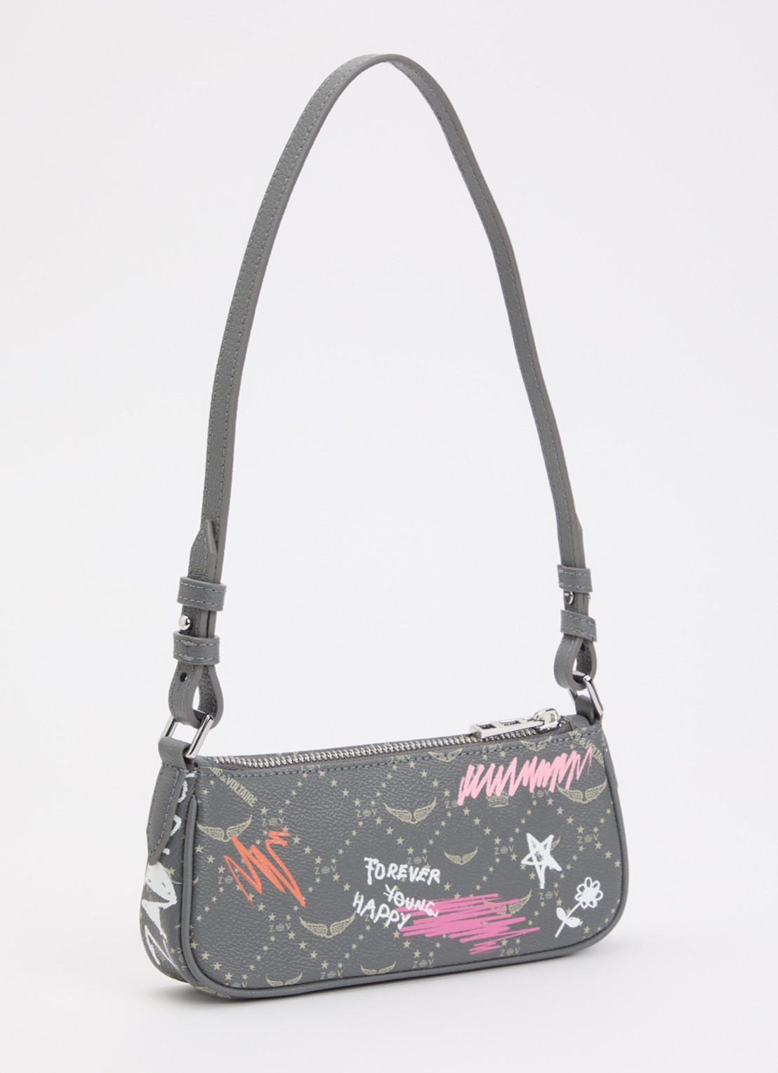 Zadig&Voltaire Z Pocket schoudertas met print - achterkant 5 grijs