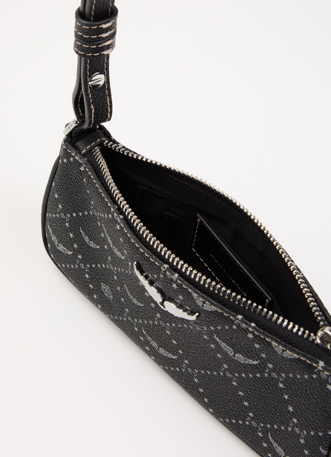 Zadig&Voltaire Z Pocket schoudertas van leer met logoprint - detail 3 zwart