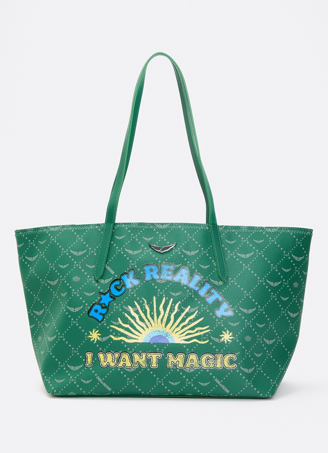 Zadig&Voltaire Z shopper van leer met logoprint - voorkant 4 groen
