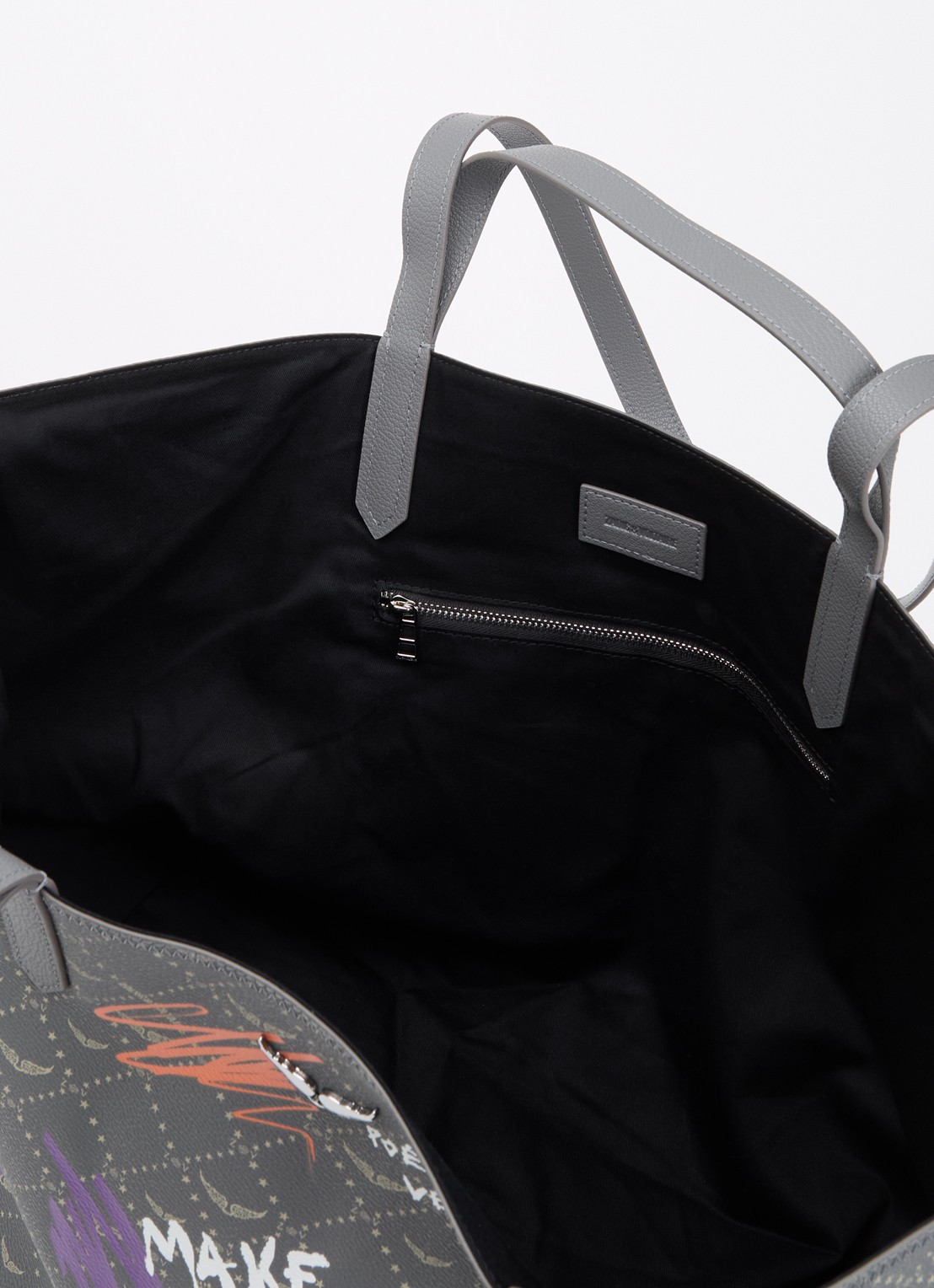 Zadig&Voltaire Z XL shopper van leer met logoprint - detail 3 grijs