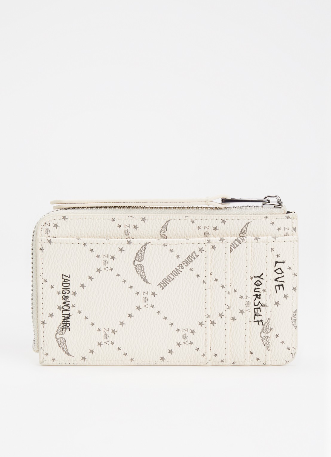 Zadig&Voltaire ZV pasjeshouder met logoprint  - achterkant 3 vanillegeel