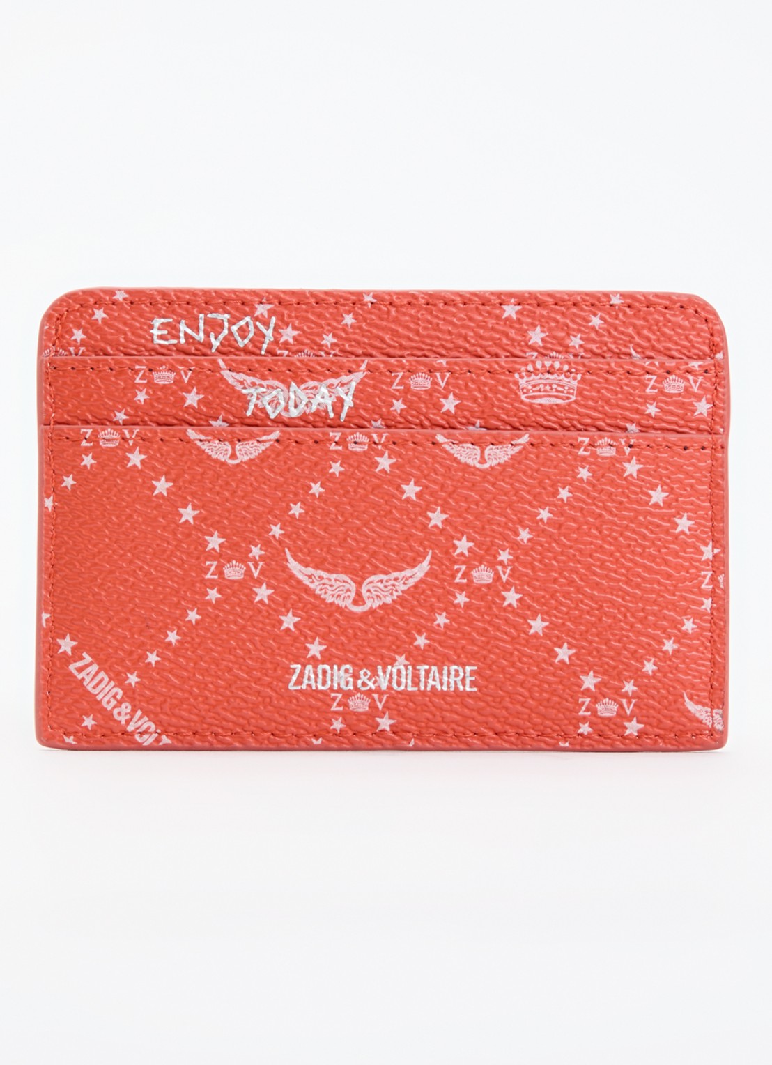 Zadig&Voltaire ZV pasjeshouder met logoprint  - achterkant 3 oranje
