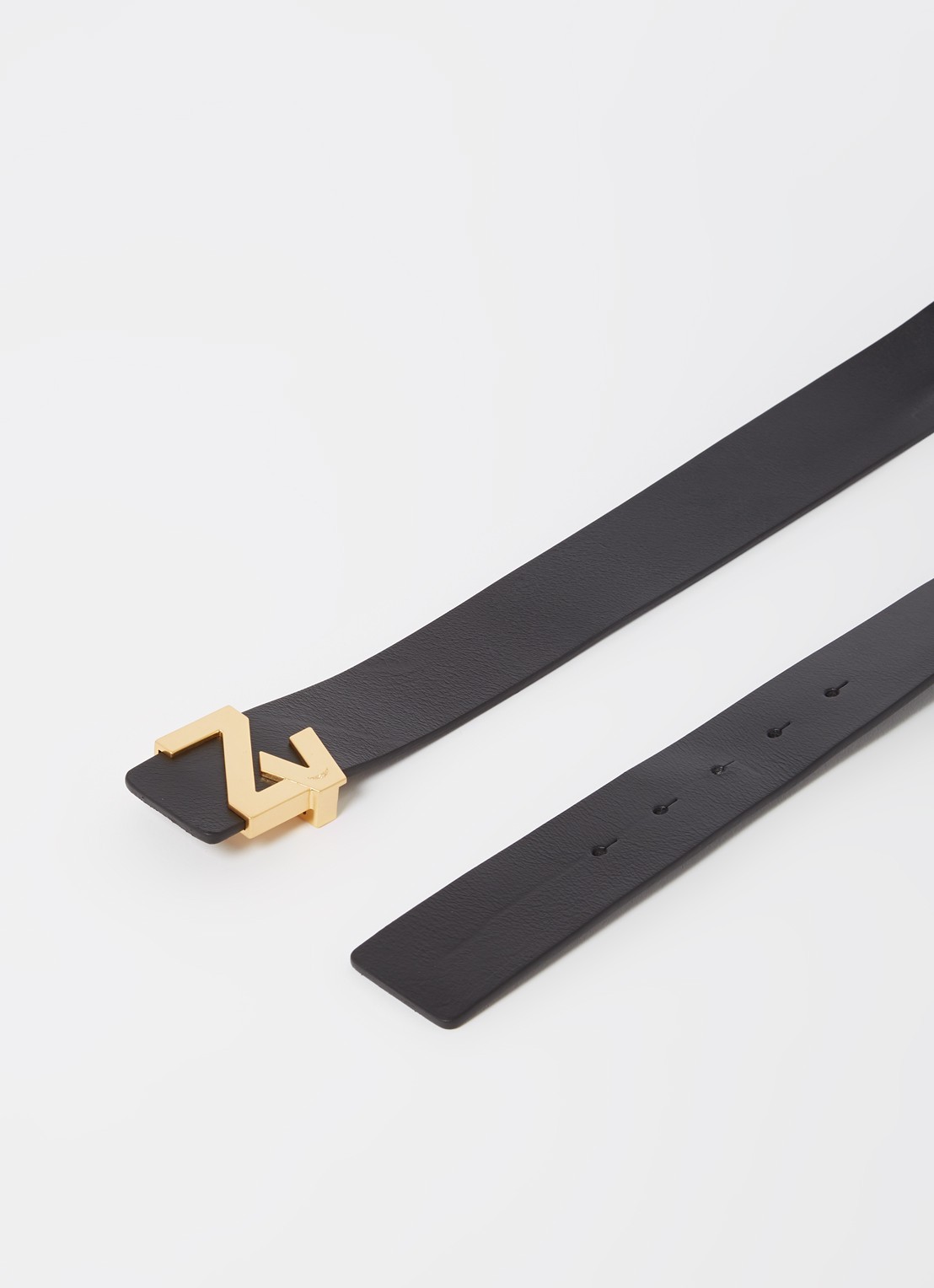 Zadig&Voltaire ZV riem van leer met logo - detail zwart