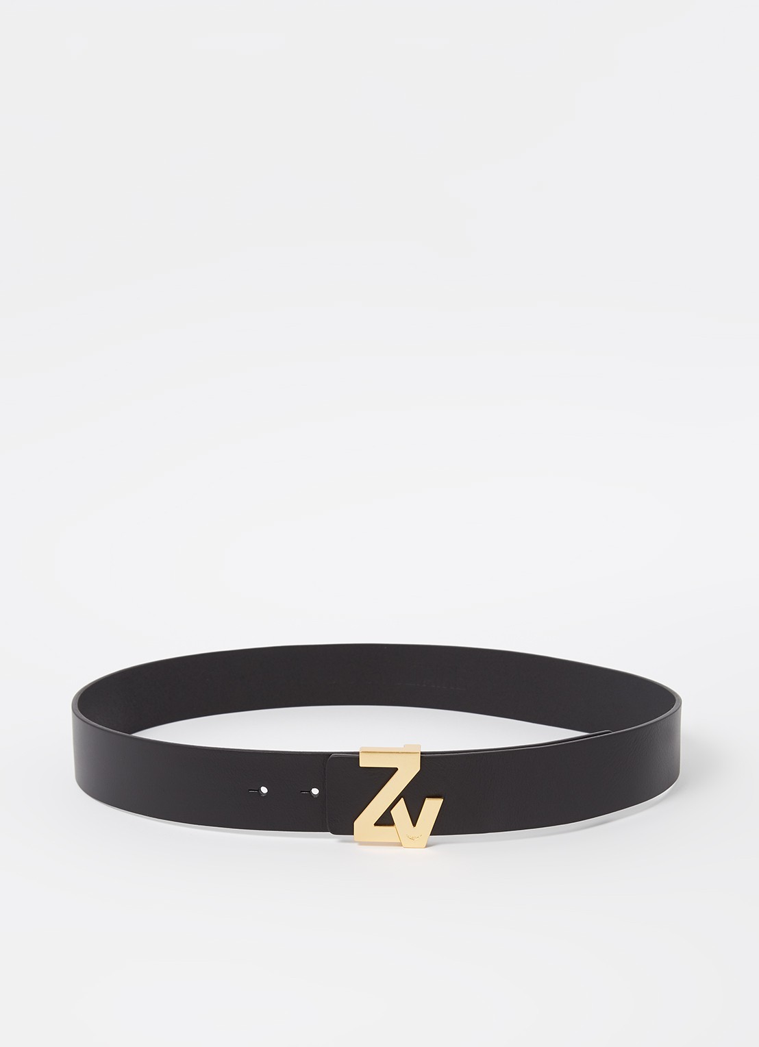 Zadig&Voltaire ZV riem van leer met logo - voorkant 2 zwart