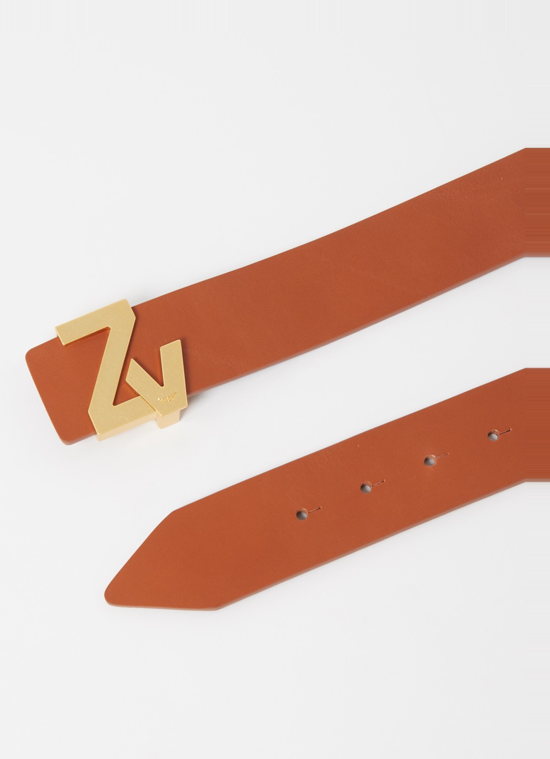 Zadig&Voltaire ZV riem van leer met logo - detail cognac