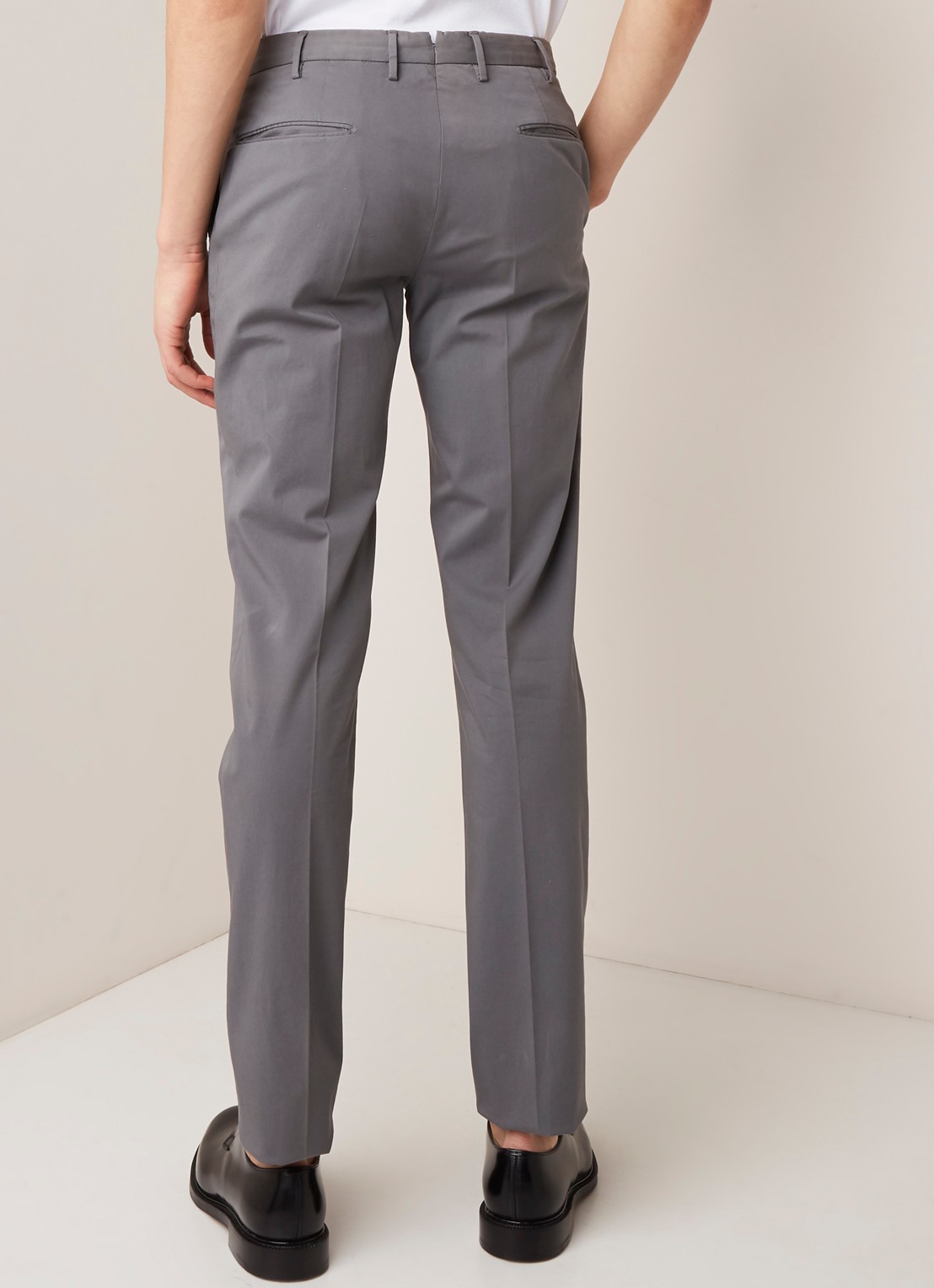 Zanone Slim fit pantalon met persplooi - achterkant middengrijs