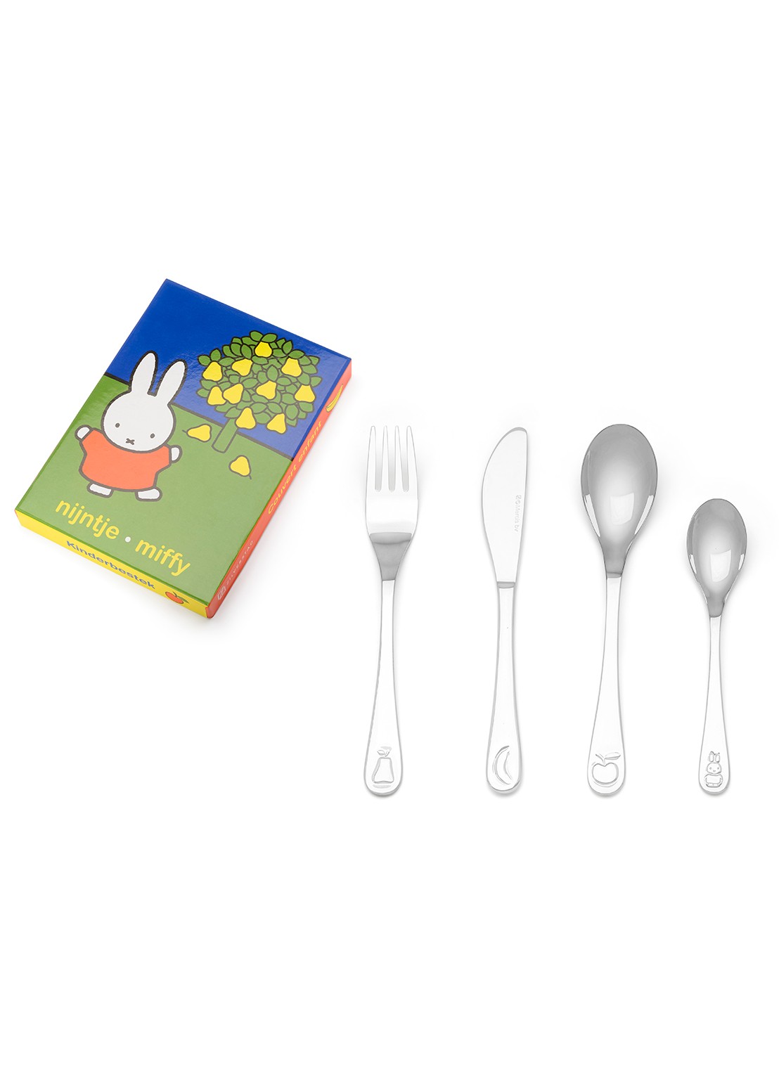 Zilverstad Nijntje kinderbestekset 4-delig - voorkant zilver