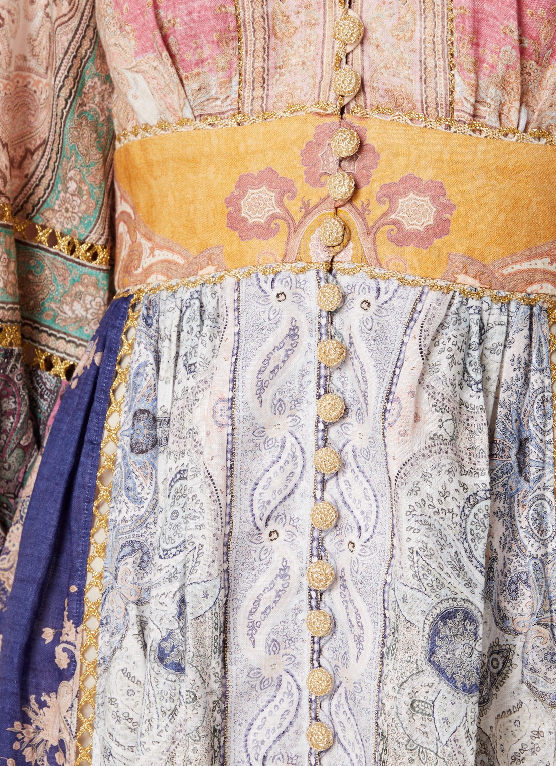 Zimmermann Anneke midi blousejurk van linnen met lurex en steekzakken - detail 6 oranje
