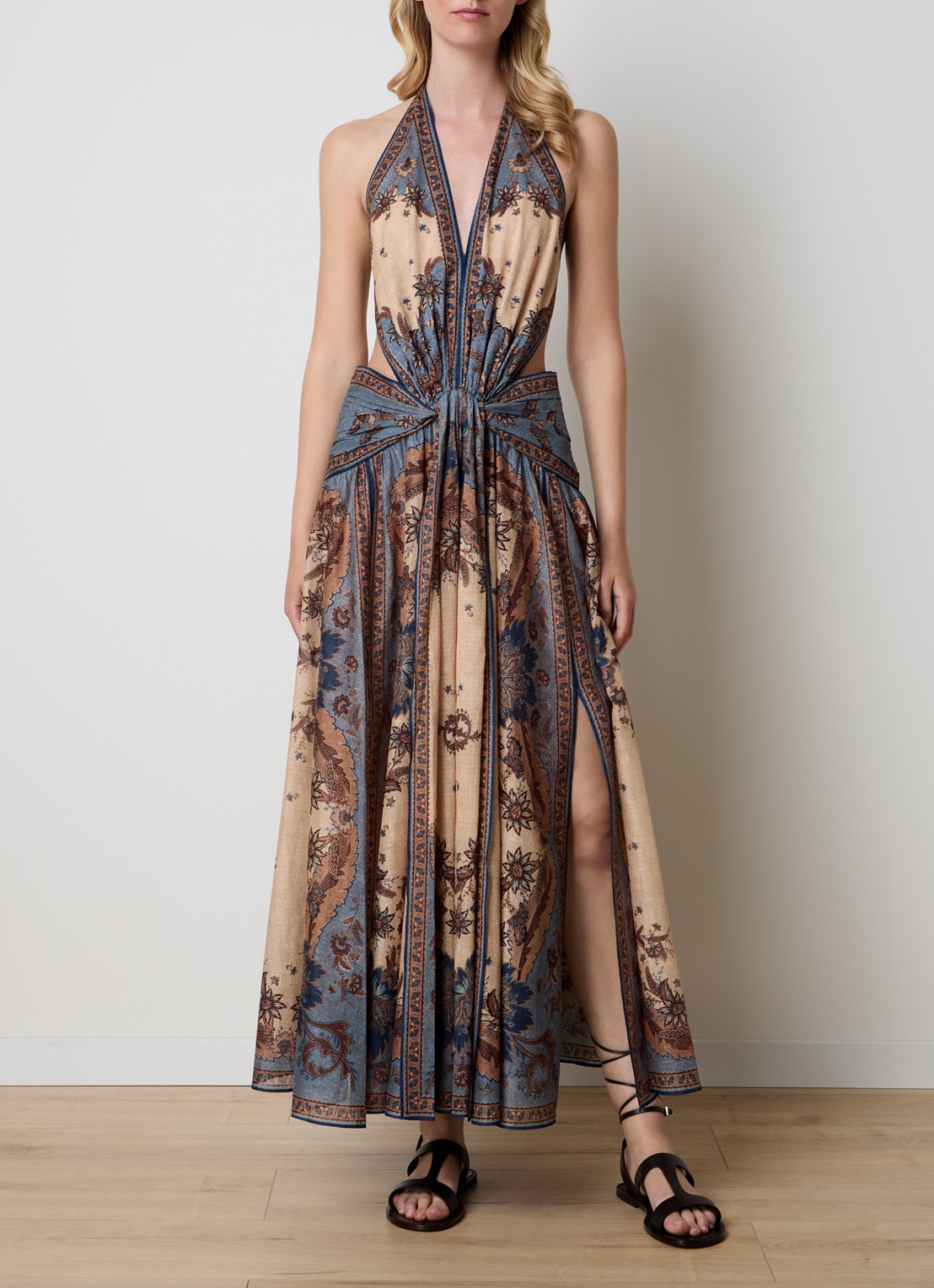 Zimmermann Ascension maxi jurk met bloemenprint - detail 4 beige