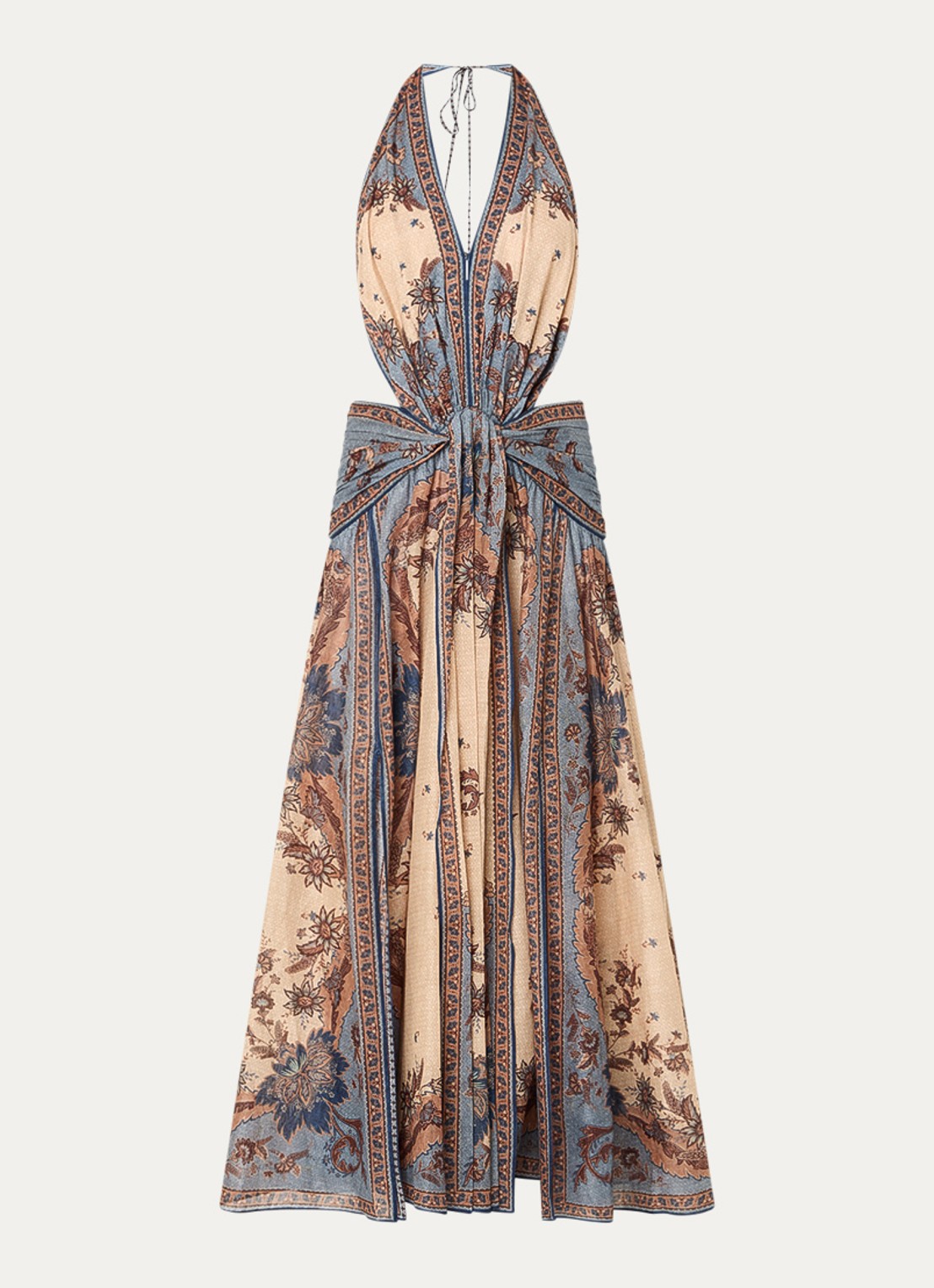 Zimmermann Ascension maxi jurk met bloemenprint - voorkant beige