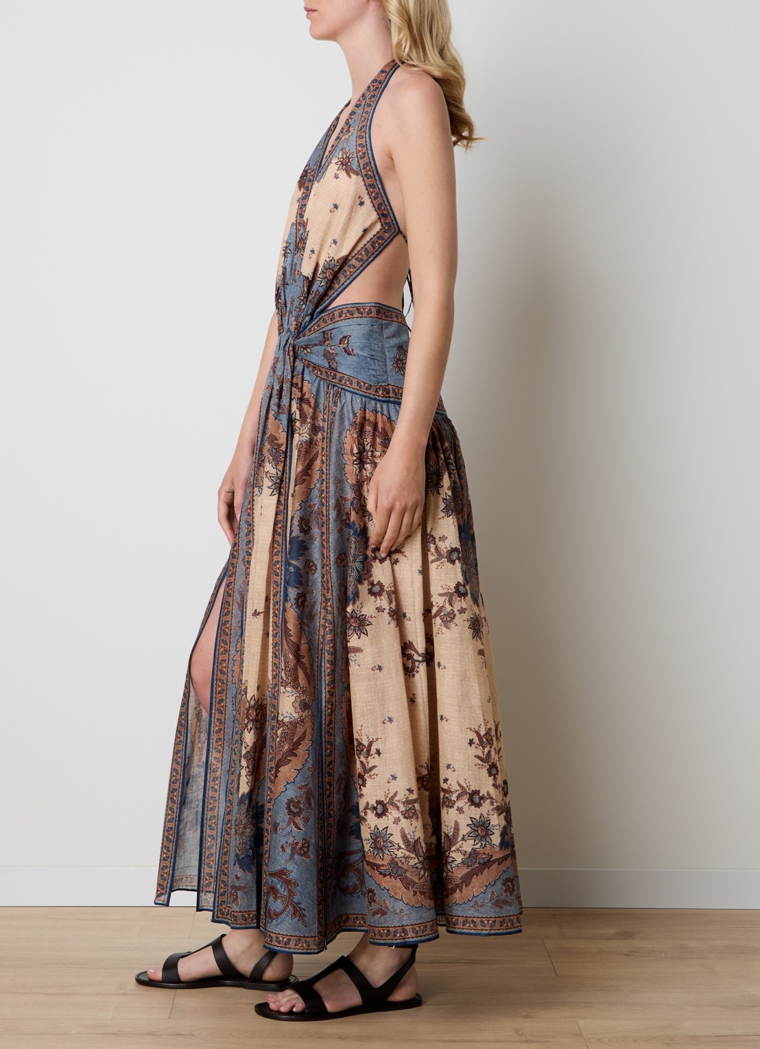 Zimmermann Ascension maxi jurk met bloemenprint - voorkant 2 beige