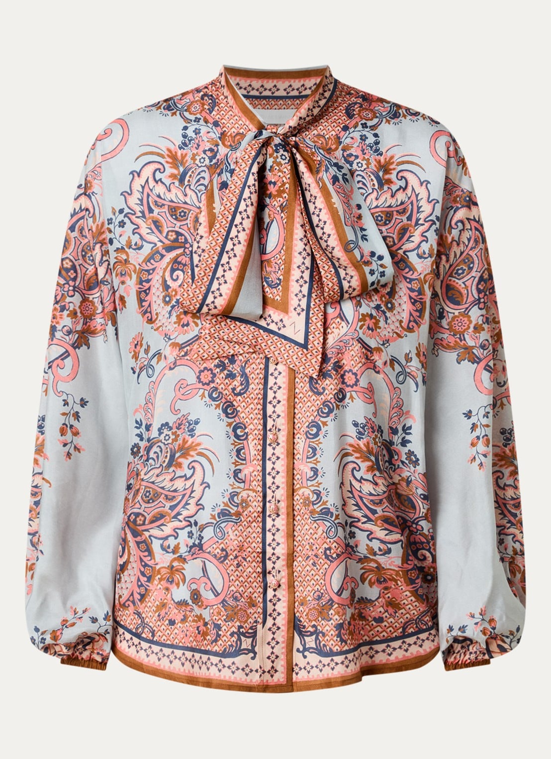 Zimmermann Aster blouse van zijde - voorkant 2 blauwgrijs