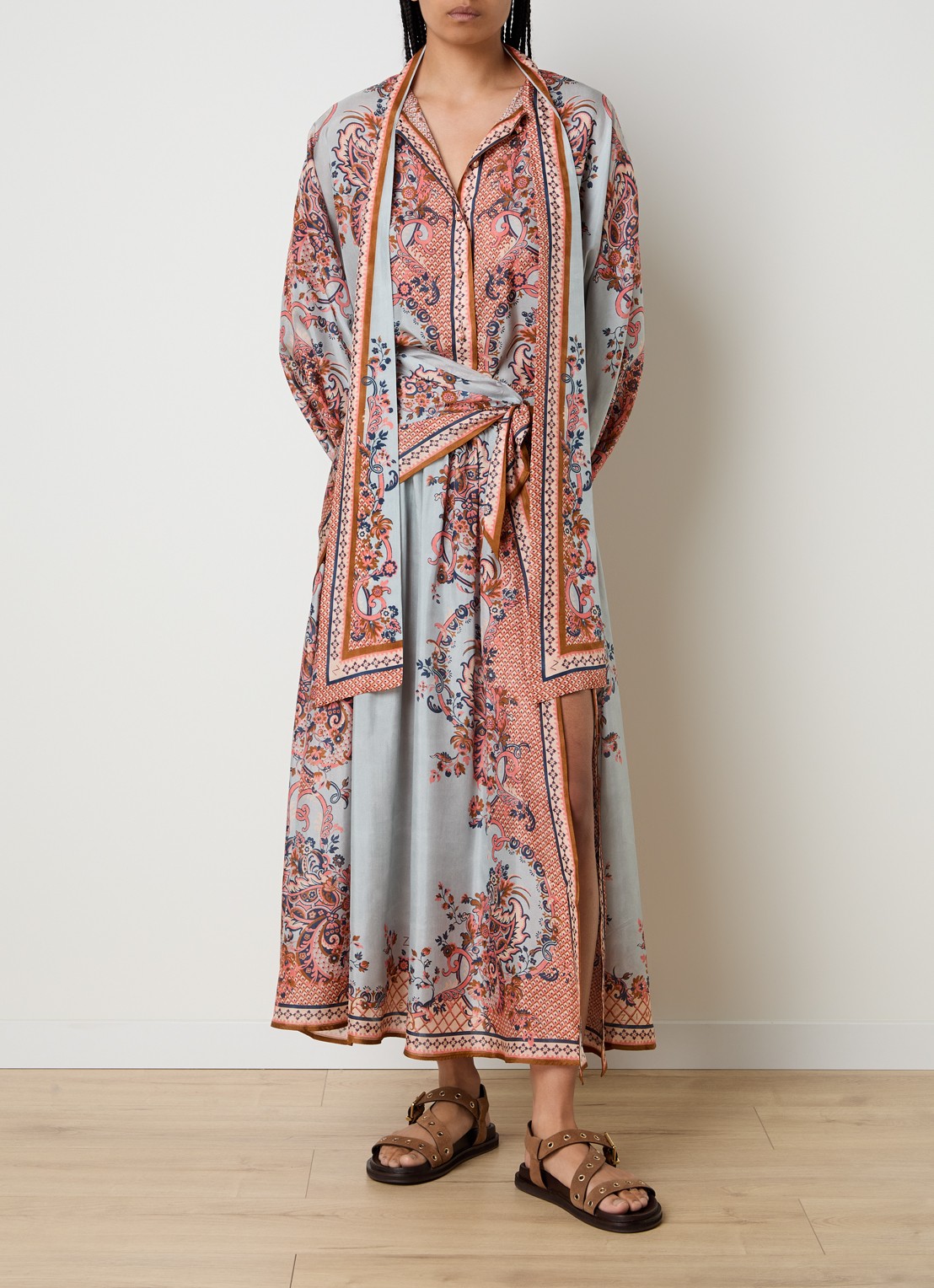 Zimmermann Aster blouse van zijde - voorkant 3 blauwgrijs