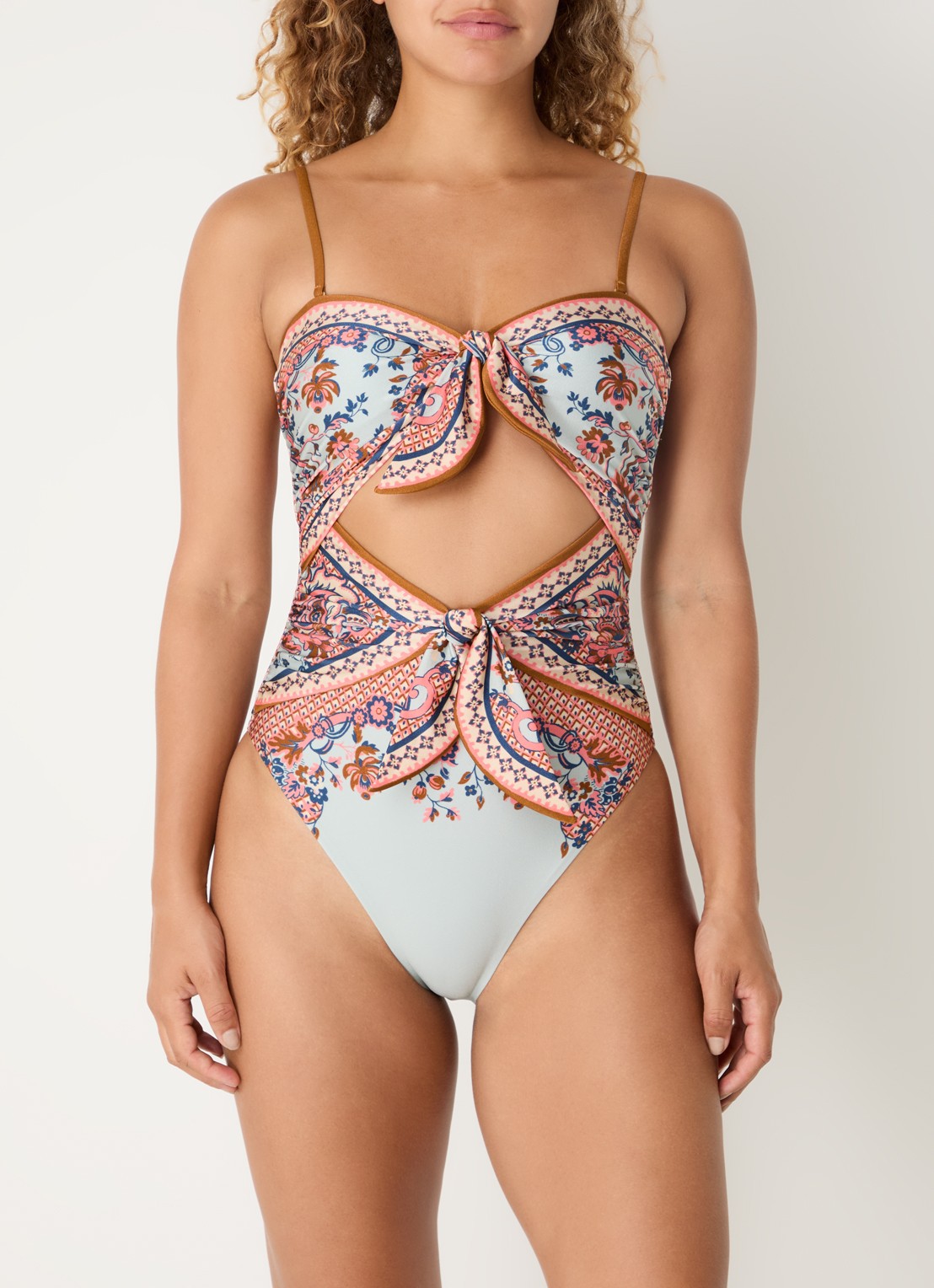 Zimmermann Aster Scarf bandeau badpak met paisly dessin - detail blauw