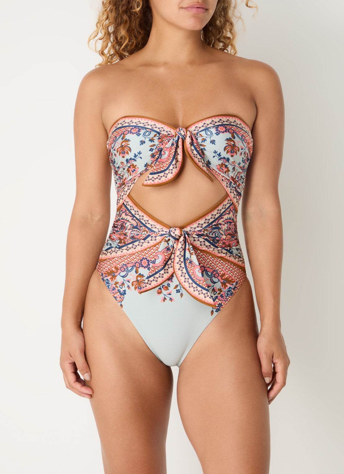 Zimmermann Aster Scarf bandeau badpak met paisly dessin - voorkant 5 blauw