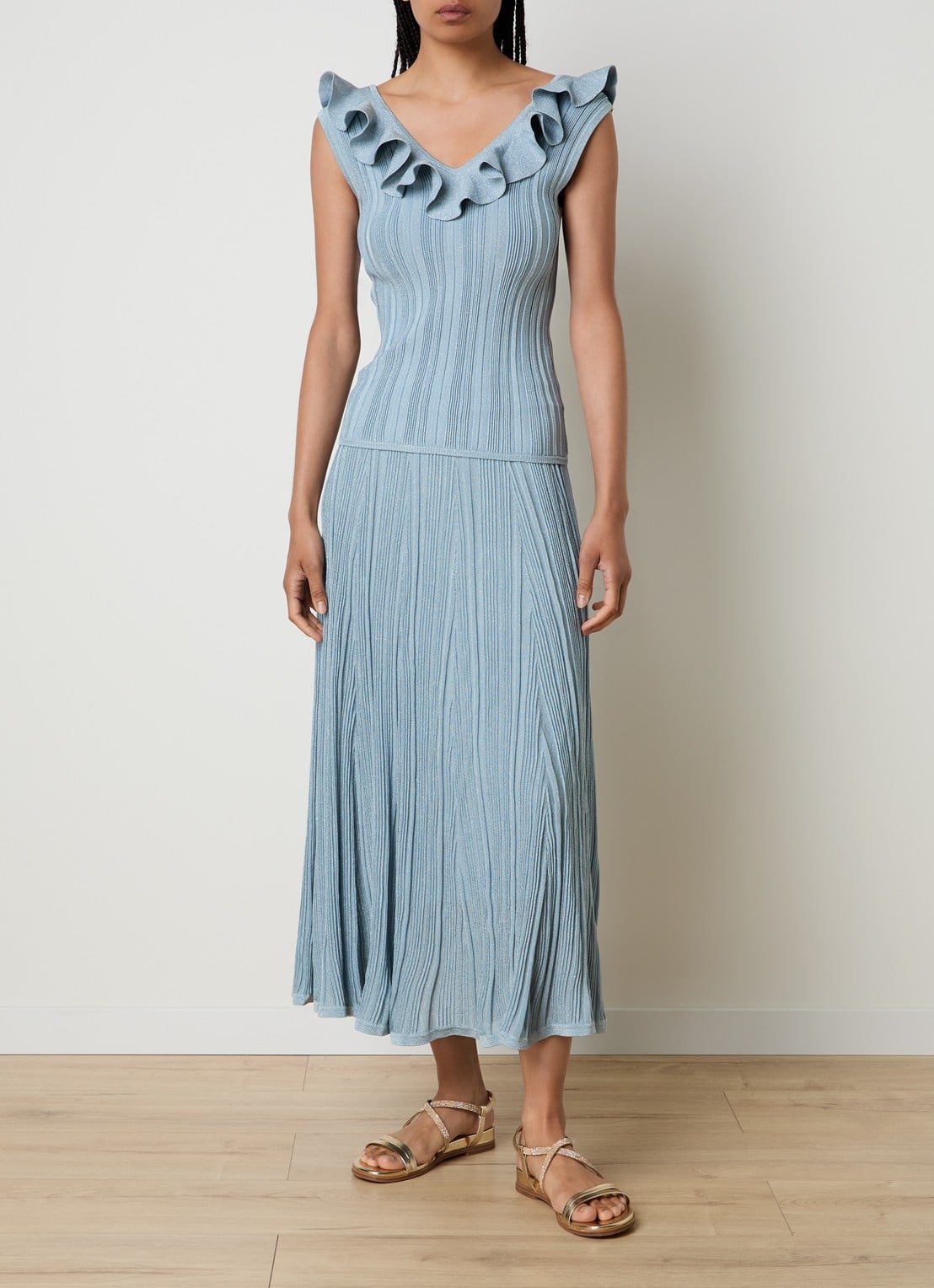 Zimmermann Aster top met metallic finish - voorkant 3 blauwgrijs