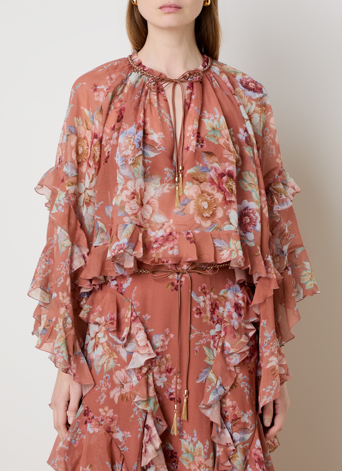 Zimmermann Awaken tuniek met bloemenprint - detail rood
