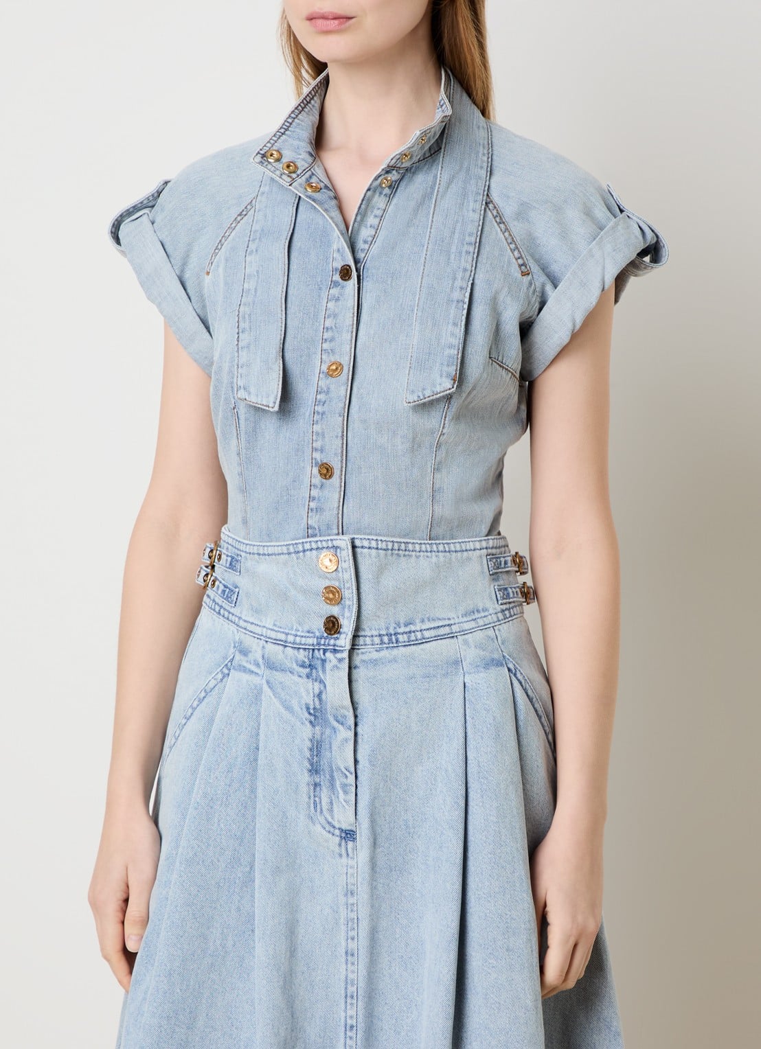 Zimmermann Blouse van denim - detail blauwgrijs