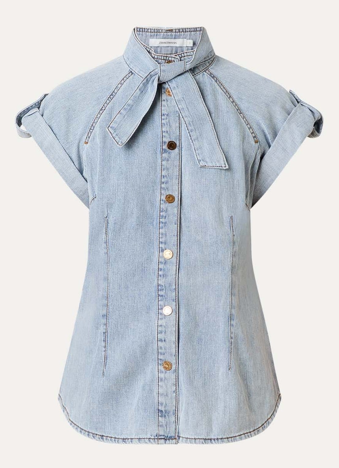 Zimmermann Blouse van denim - voorkant 3 blauwgrijs