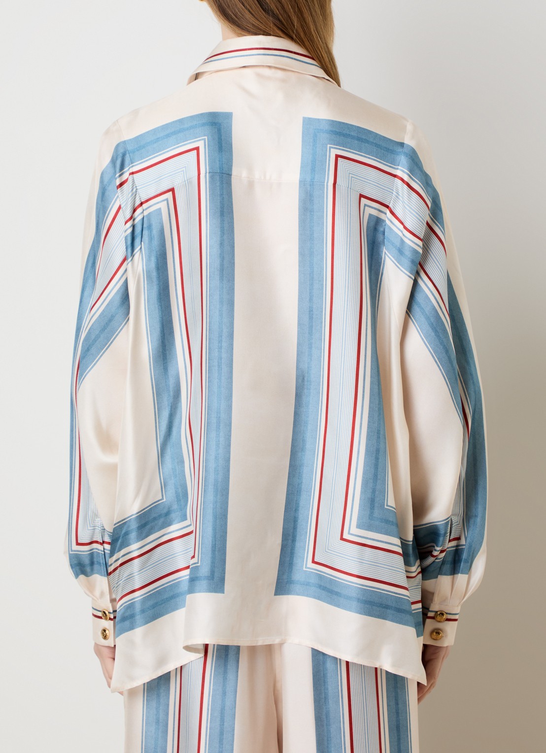 Zimmermann Blouse van zijde met print en sjaalkraag - achterkant 3 creme