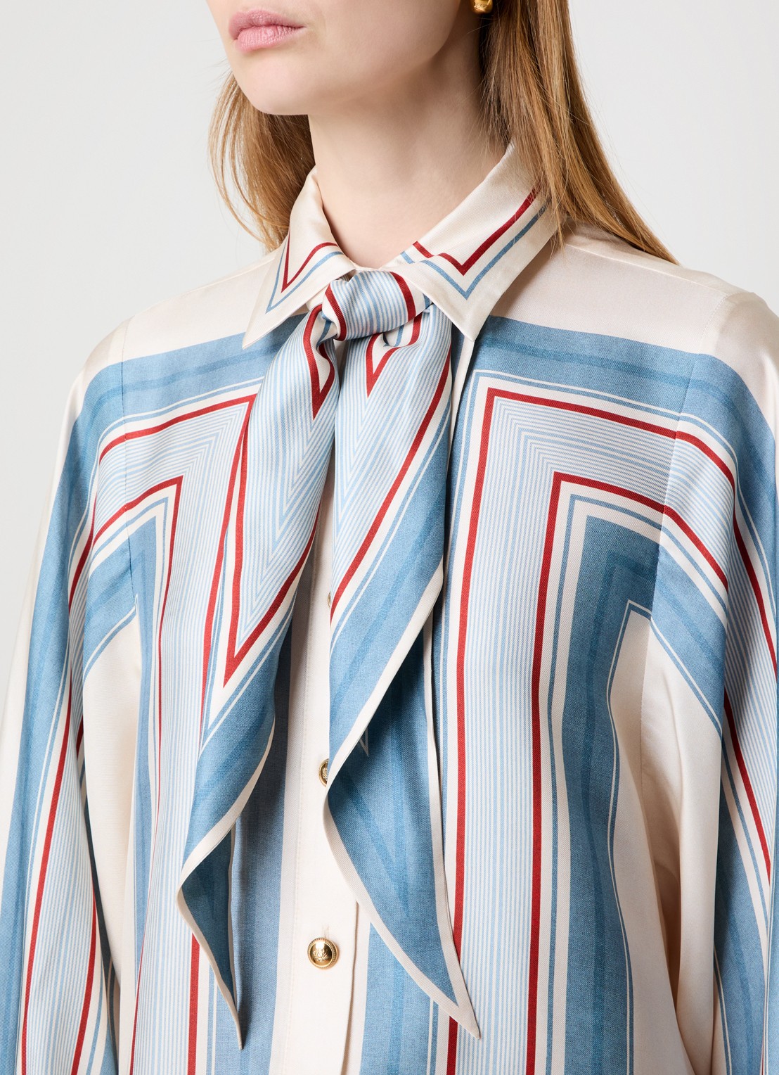 Zimmermann Blouse van zijde met print en sjaalkraag - detail 2 creme