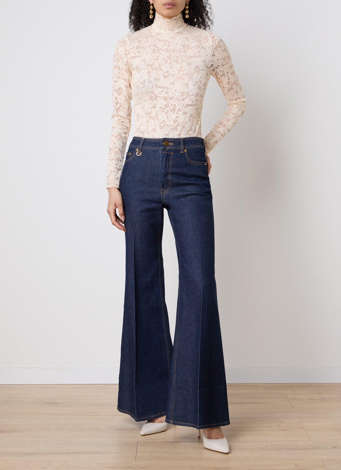 Zimmermann Body top van kant met opstaande kraag - voorkant 4 beige