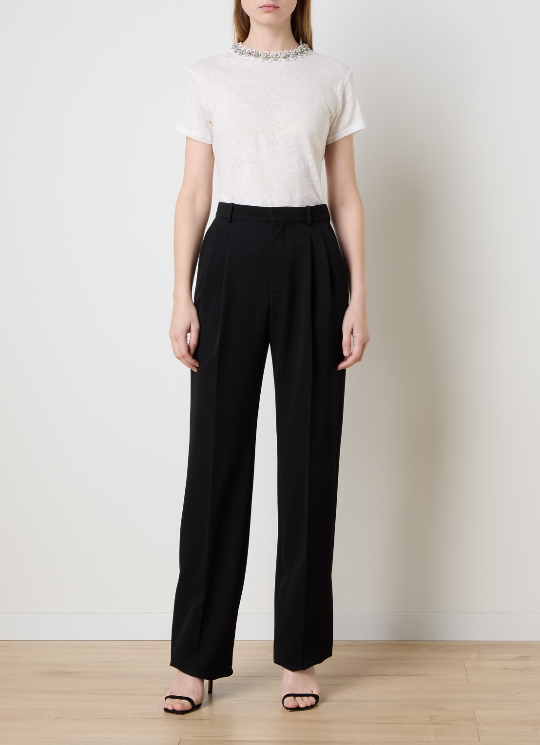 Zimmermann Embellished top van linnen met strass - voorkant 4 wit