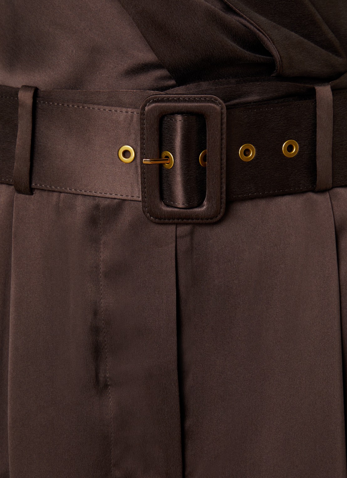 Zimmermann High waist flared fit pantalon van zijde met ceintuur - detail 2 bruin