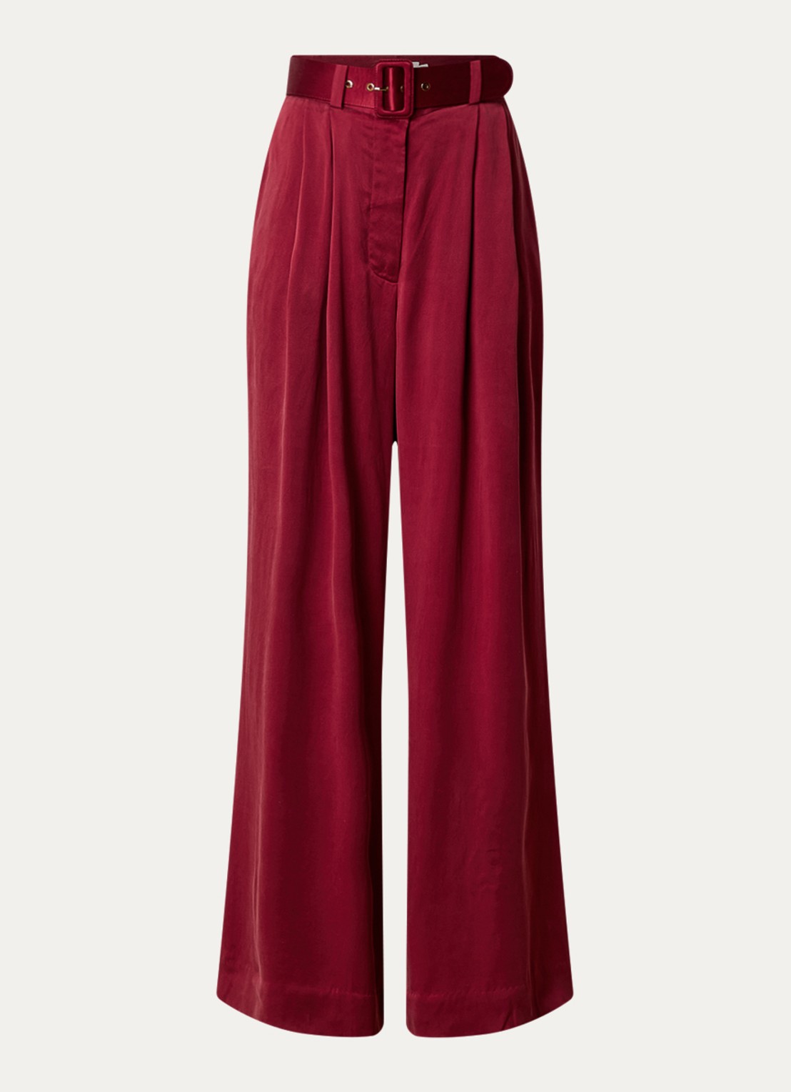 Zimmermann High waist wide fit palazzobroek van zijde met ceintuur - voorkant 2 rood