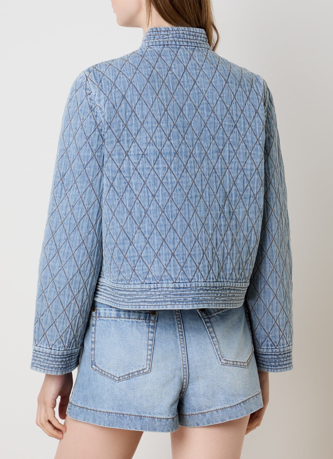 Zimmermann Indra spijkerjas met quilt patroon - achterkant 3 indigo