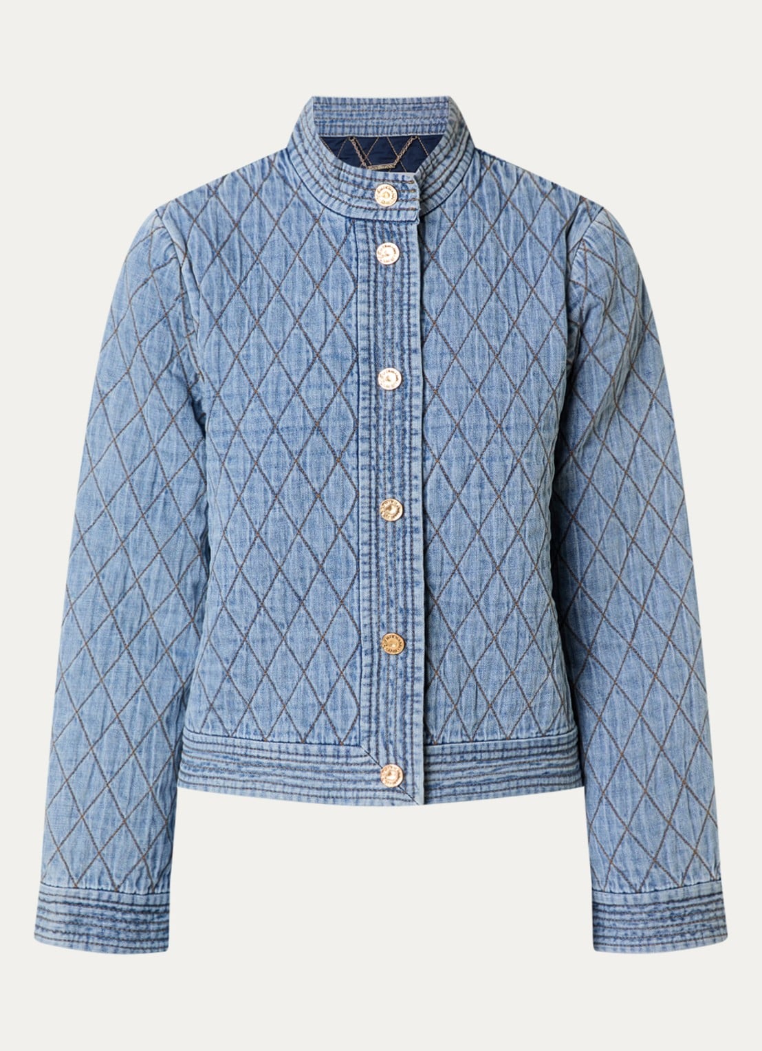 Zimmermann Indra spijkerjas met quilt patroon - voorkant indigo