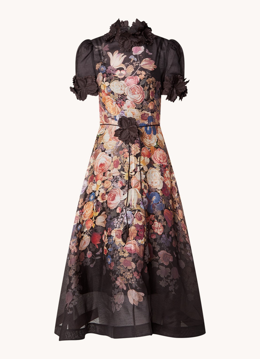 Zimmermann Luminosity semi-transparant midi jurk in zijdeblend - voorkant zwart